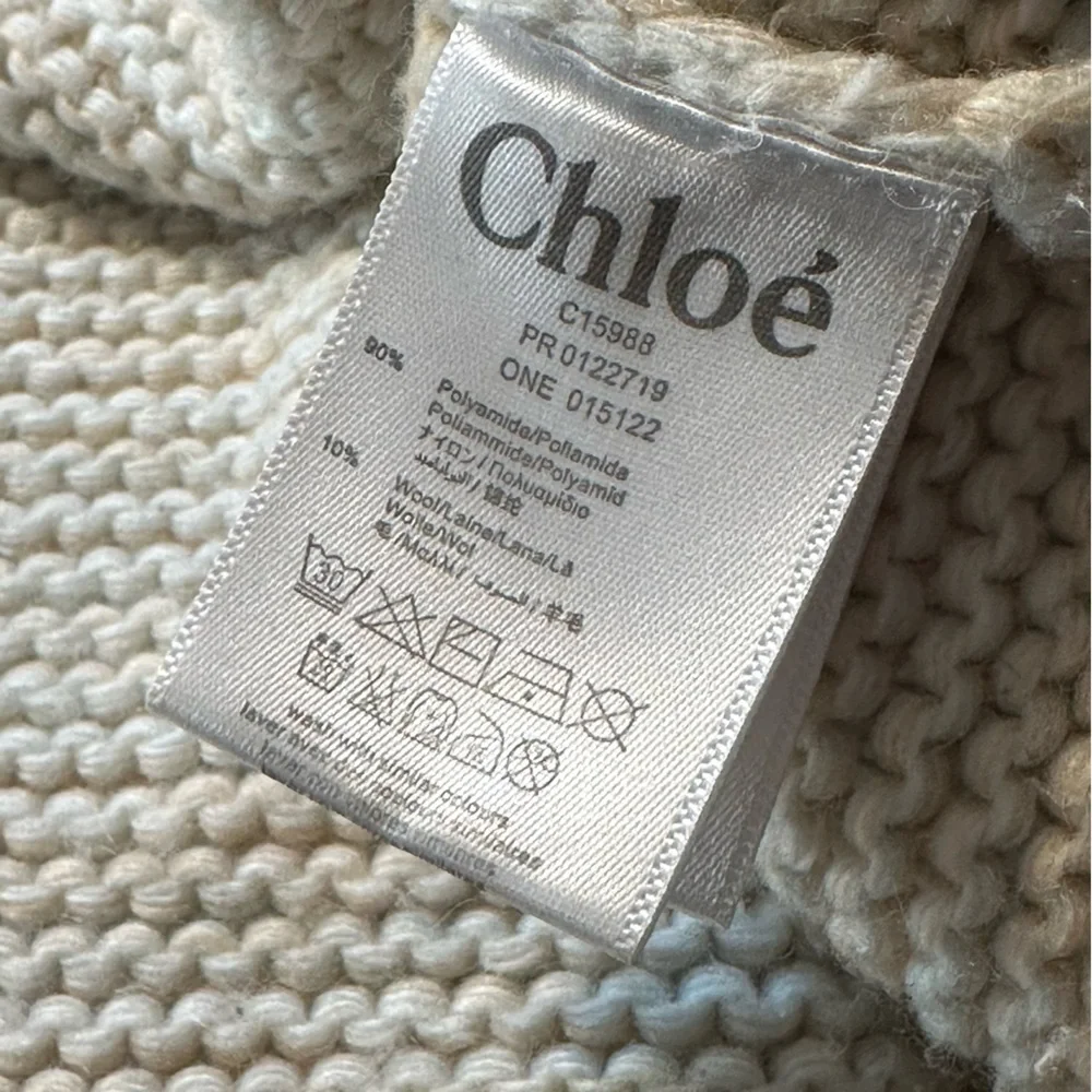 Chloé Beige Wool Knit Sweater with Fringe Accent